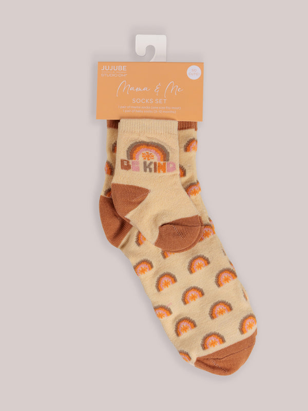 mama-me-matching-socks-set-be-kind-rainbows jujube bags at sophiasstyle.com Mama& Me Sock Sets
